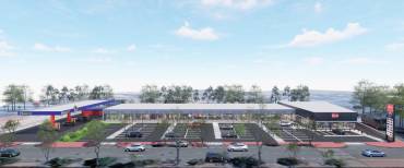 Recreación del centro comercial y gasolinera. Horche-centro-comercial