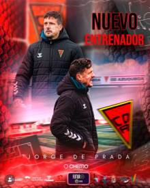 Las redes rojinegras dan la bienvenida al nuevo técnico. Foto: CD Azuqueca. Prada 1