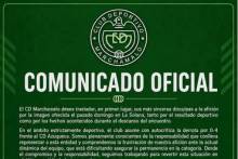 Comunicado oficial del equipo gallardo. Foto: CD Marchamalo. Comunicado 1