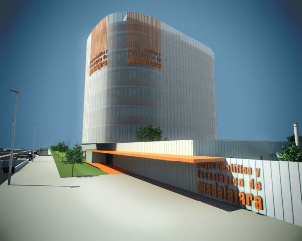 Edificio principal del parque cientifico y tecnológico de Guadalajara en 2011/ Guadalab parque cientifico y tenolocico de Guadalajra. Proyecto 2010