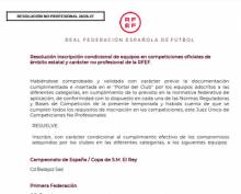 Resolución positiva. Foto: RFEF. FEF 1